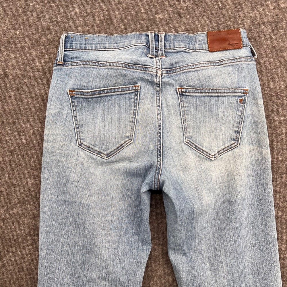 Madewell High Riser Skinny Jeans Light Wash Distressed Ripped Knee 27 Cropped - Picture 8 of 13